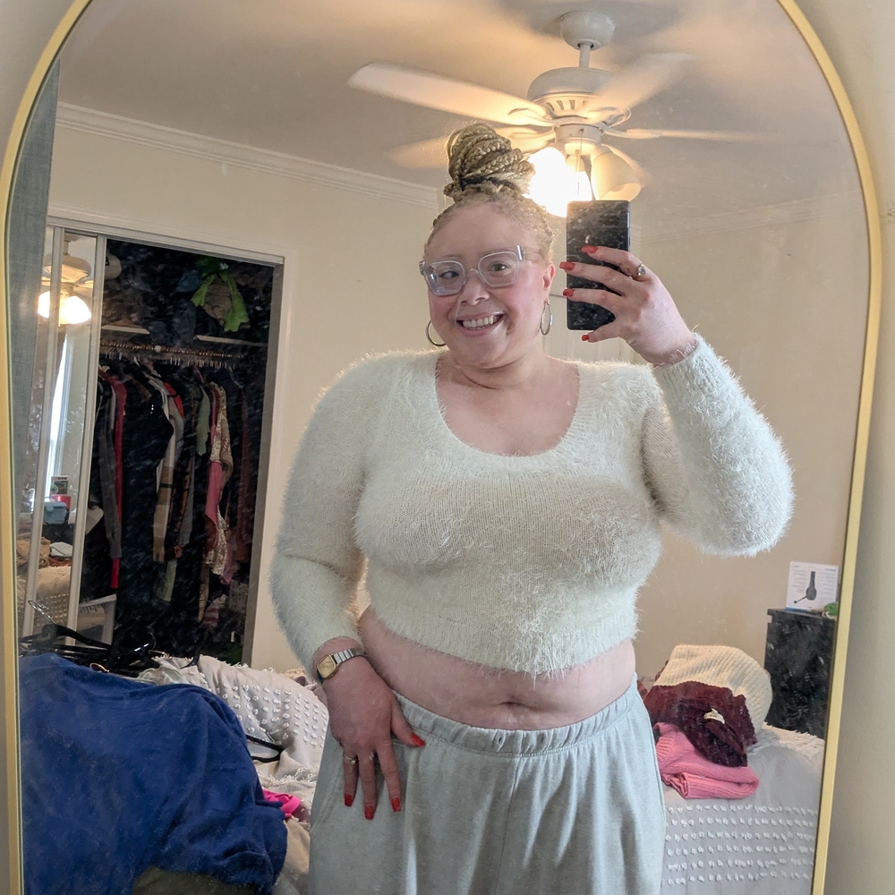 American Apparel Cream Fuzzy Sweater